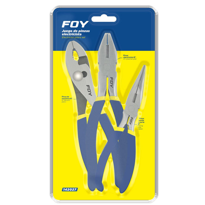JGO FOY 142027 PINZAS PARA ELECTRICISTA CON 3 PIEZAS