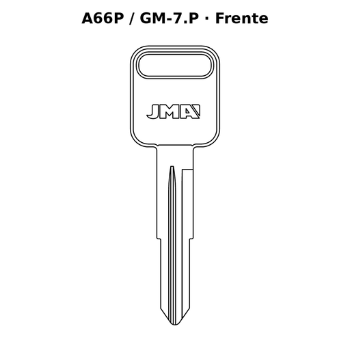Llave en blanco A66P / GM-7.P - frente