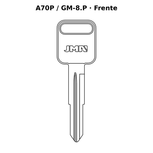 Llave en blanco A70P / GM-8.P - frente