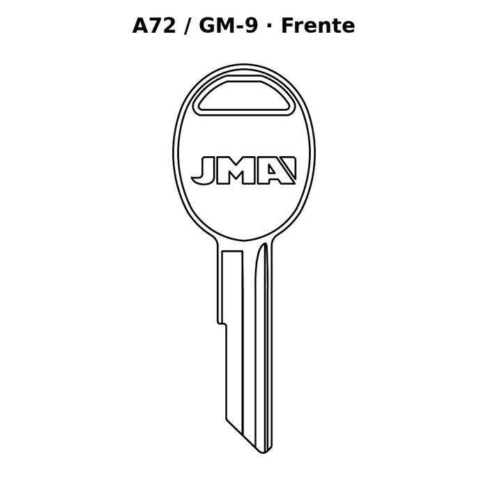 Llave en blanco A72 / GM-9 - frente