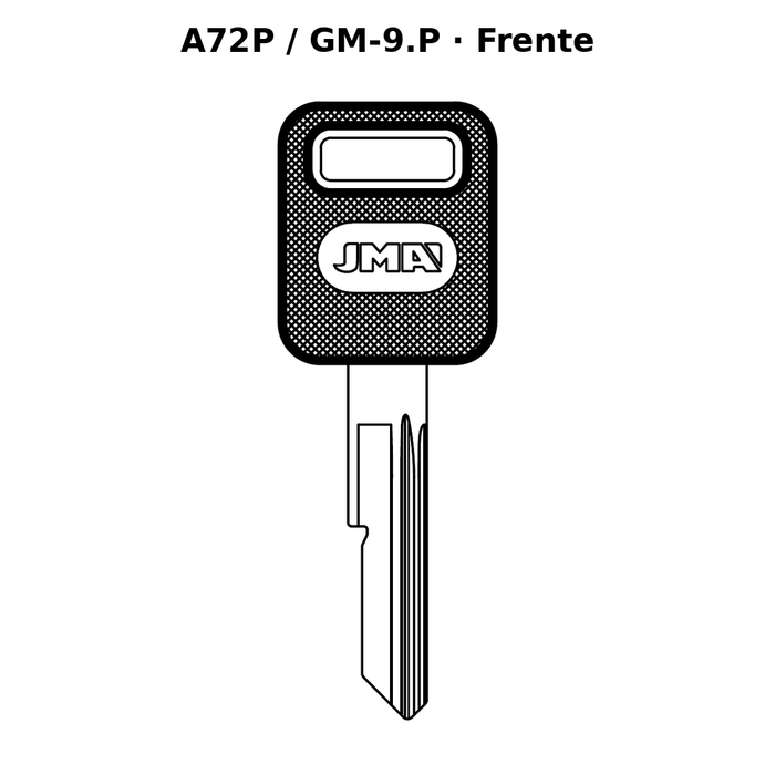 Llave en blanco A72P / GM-9.P - frente