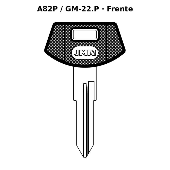 Llave en blanco A82P / GM-22.P - frente