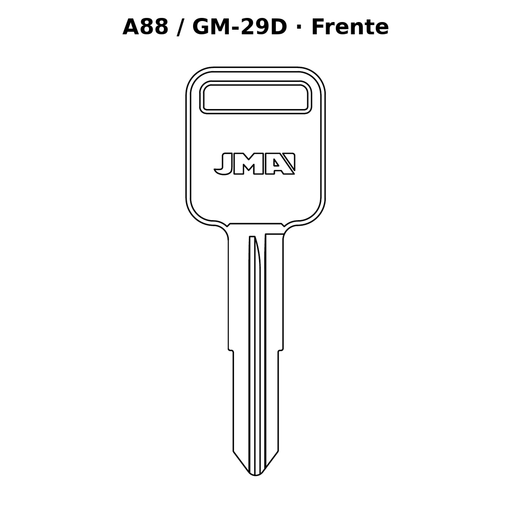 Llave en blanco A88 / GM-29D - frente