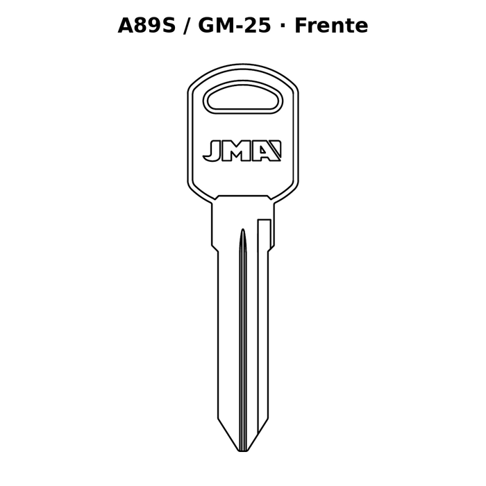 Llave en blanco A89S / GM-25 - frente