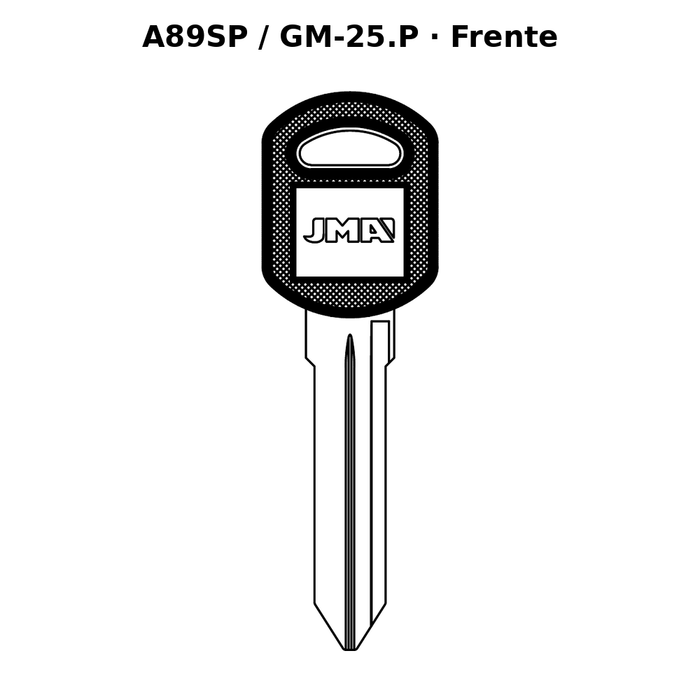 Llave en blanco A89SP / GM-25.P - frente