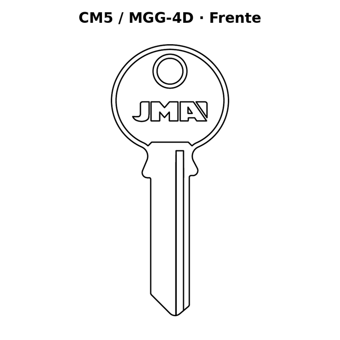 Llave en blanco CM5 / MGG-4D - frente