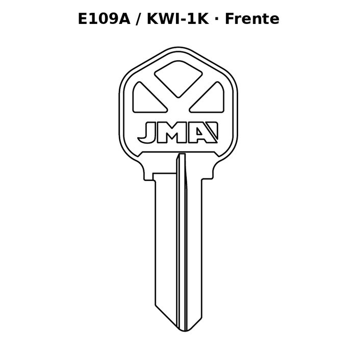 Llave en blanco E109A / KWI-1K - frente