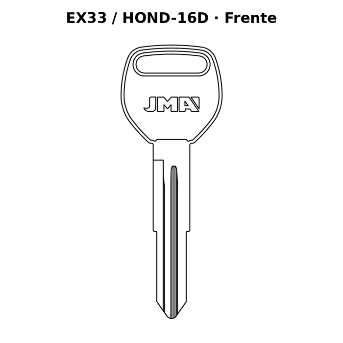 Llave en blanco EX33 / HOND-16D - frente