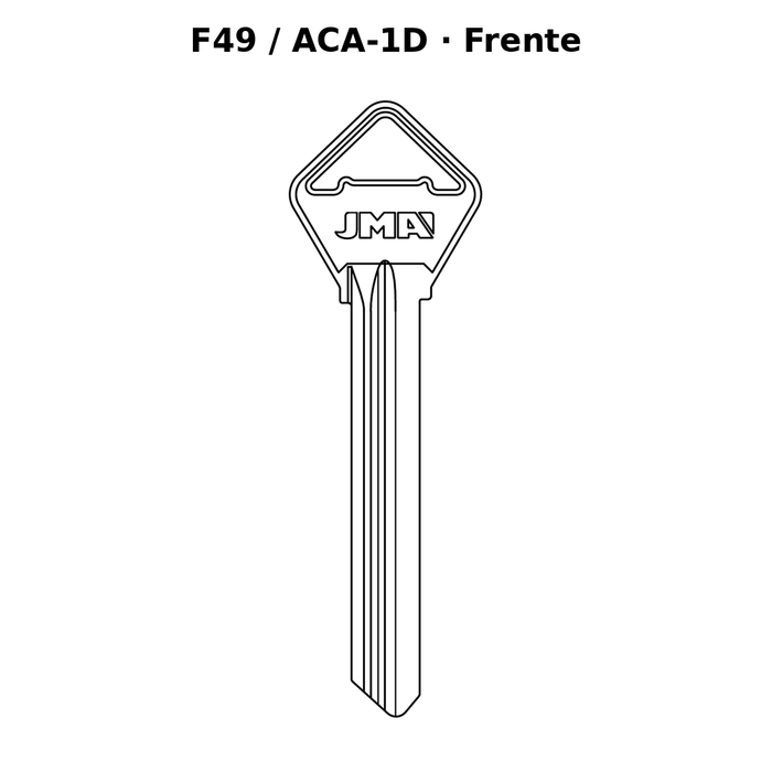 Llave en blanco F49 / ACA-1D - frente