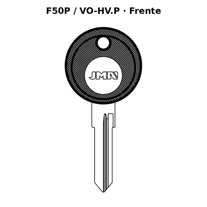 Llave en blanco F50P / VO-HV.P - frente