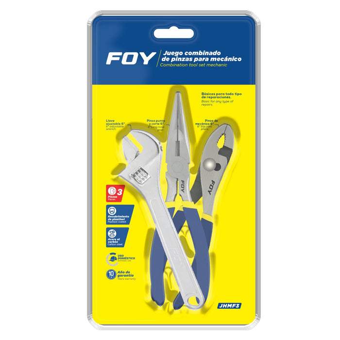 JGO FOY JHMF3 PINZAS PARA MECANICO CON 3 PIEZAS