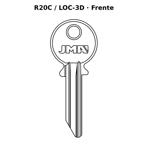Llave en blanco R20C / LOC-3D - frente