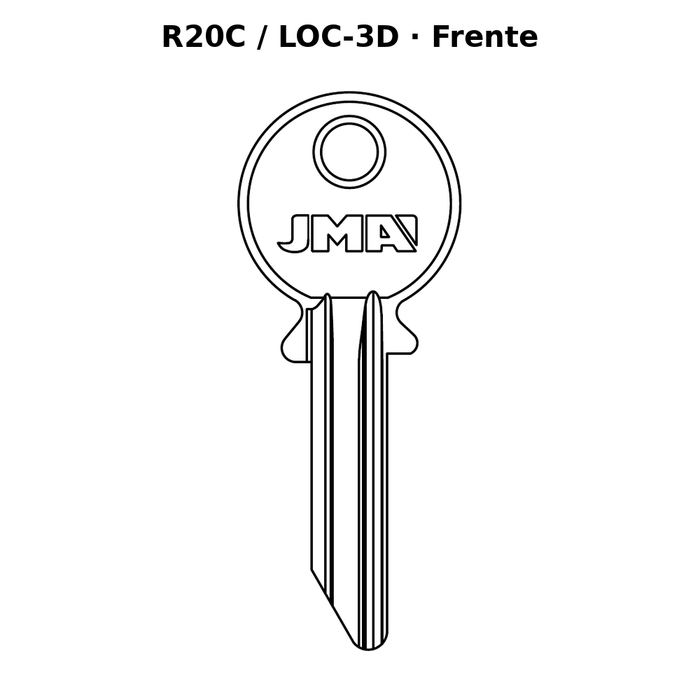 Llave en blanco R20C / LOC-3D - frente