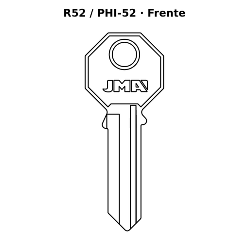 Llave en blanco R52 / PHI-52 - frente