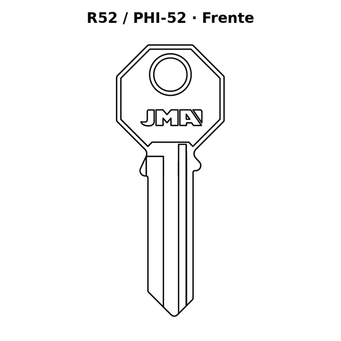 Llave en blanco R52 / PHI-52 - frente
