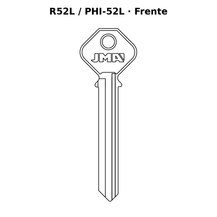 Llave en blanco R52L / PHI-52L - frente