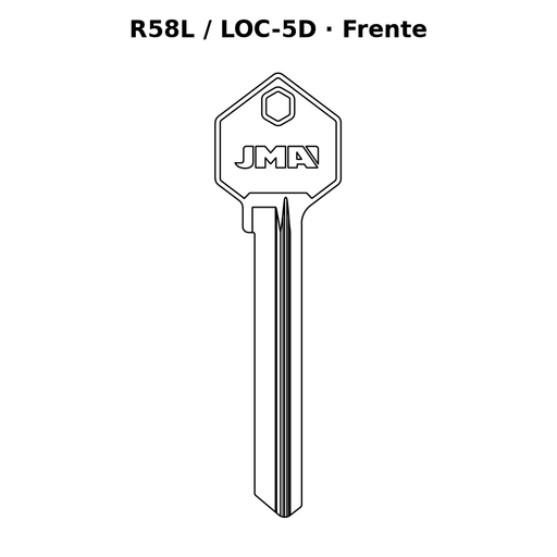 Llave en blanco R58L / LOC-5D - frente