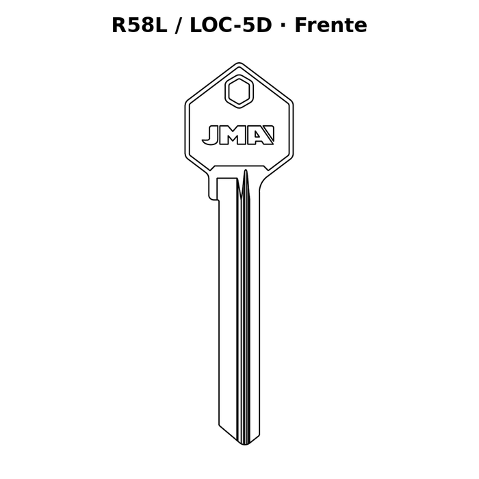 Llave en blanco R58L / LOC-5D - frente