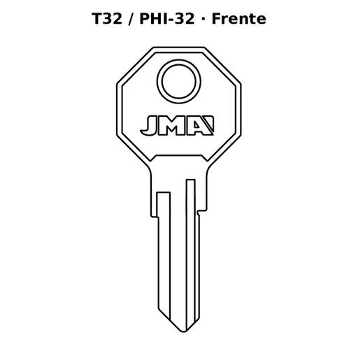 Llave en blanco T32 / PHI-32 - frente