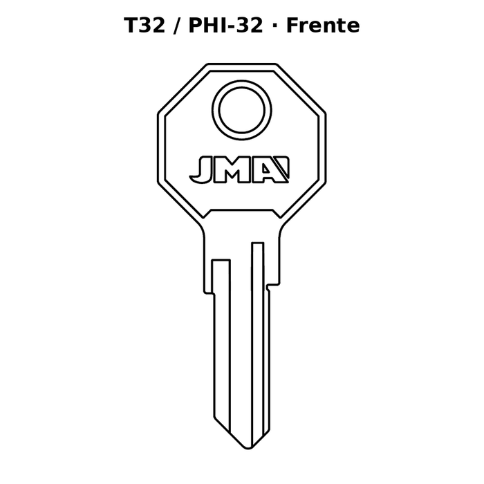 Llave en blanco T32 / PHI-32 - frente