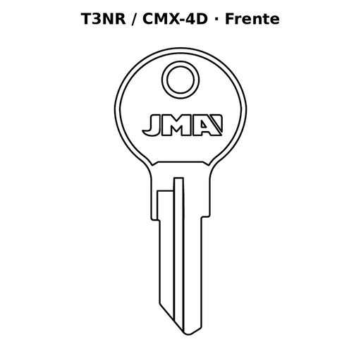 Llave en blanco T3NR / CMX-4D - frente