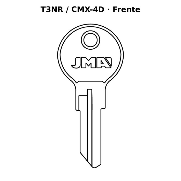 Llave en blanco T3NR / CMX-4D - frente