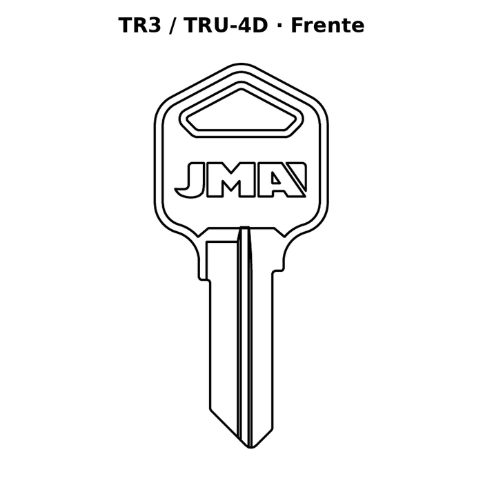 Llave en blanco TR3 / TRU-4D - frente