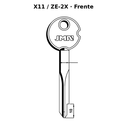 Llave en blanco X11 / ZE-2X - frente