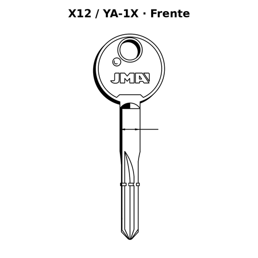 Llave en blanco X12 / YA-1X - frente