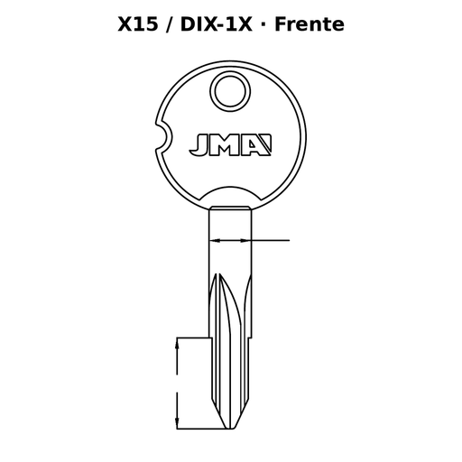 Llave en blanco X15 / DIX-1X - frente