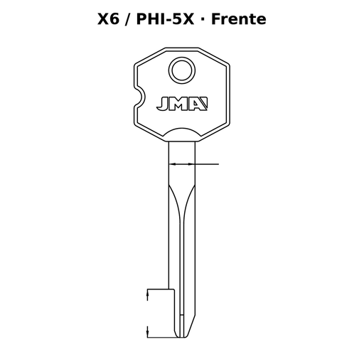 Llave en blanco X6 / PHI-5X - frente