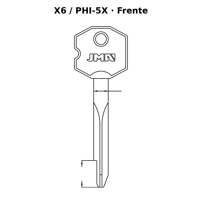 Llave en blanco X6 / PHI-5X - frente