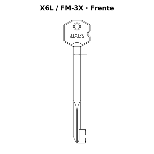 Llave en blanco X6L / FM-3X - frente