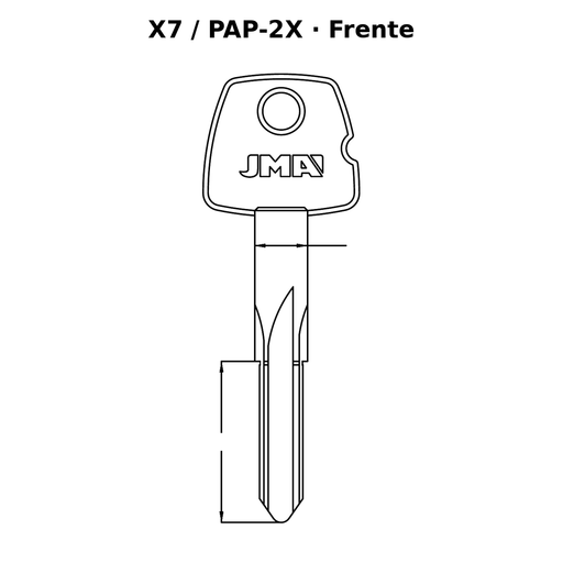 Llave en blanco X7 / PAP-2X - frente
