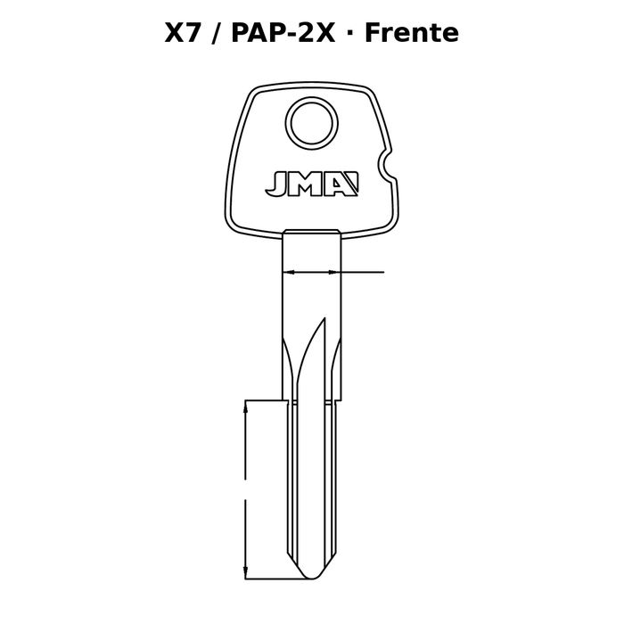 Llave en blanco X7 / PAP-2X - frente