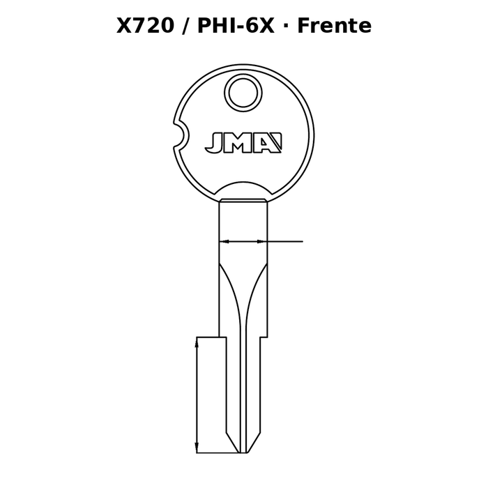 Llave en blanco X720 / PHI-6X - frente