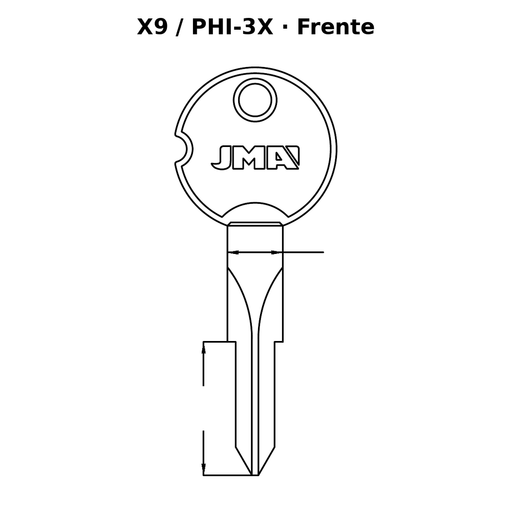 Llave en blanco X9 / PHI-3X - frente
