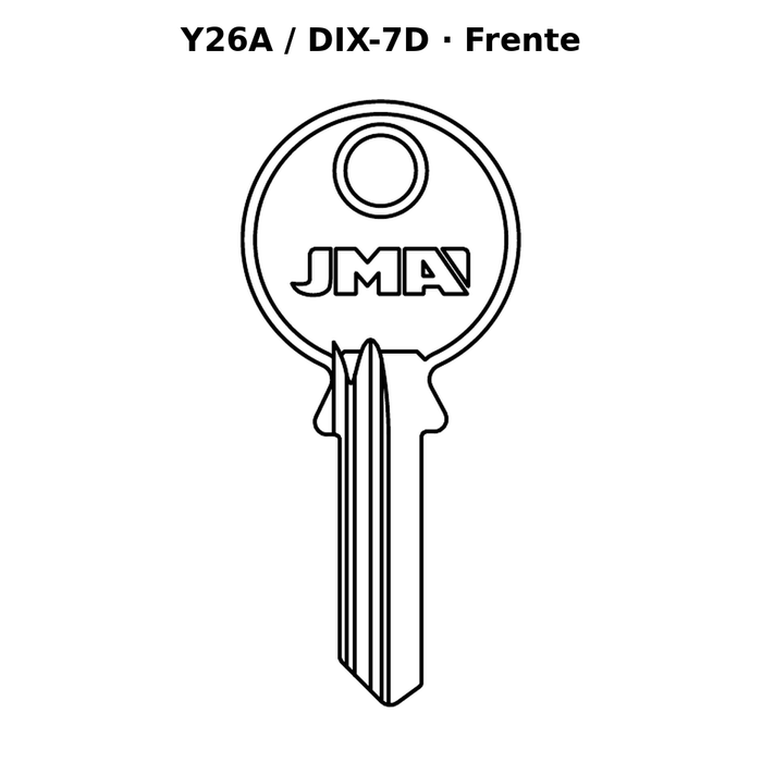 Llave en blanco Y26A / DIX-7D - frente