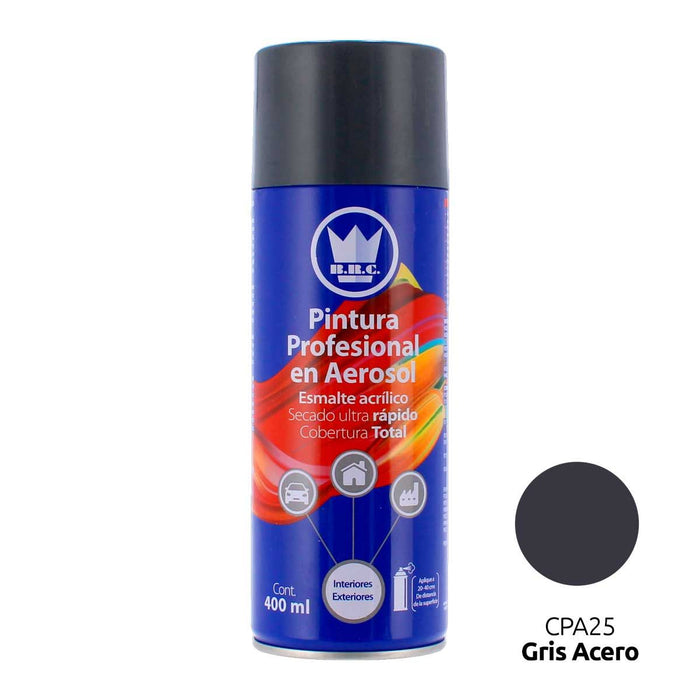 PINTURA CORONA GRIS ACERO (CPA25) AEROSOL ACRILICA 400 ML (12)