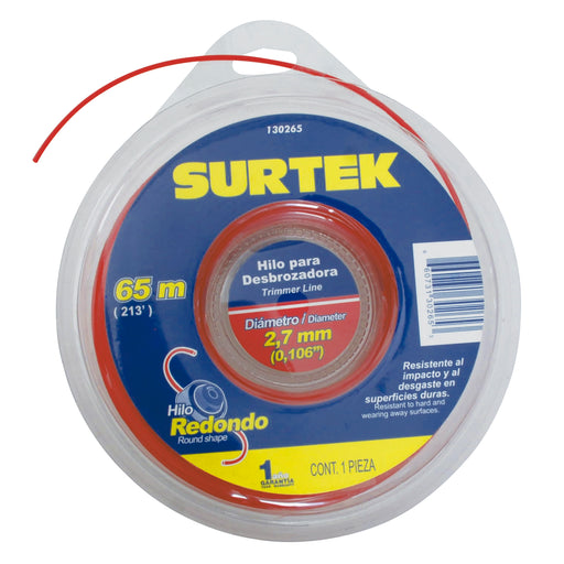 nylon surtek 130265 rojo 2.7mm/65mt p/desbrozadora - SIGASA