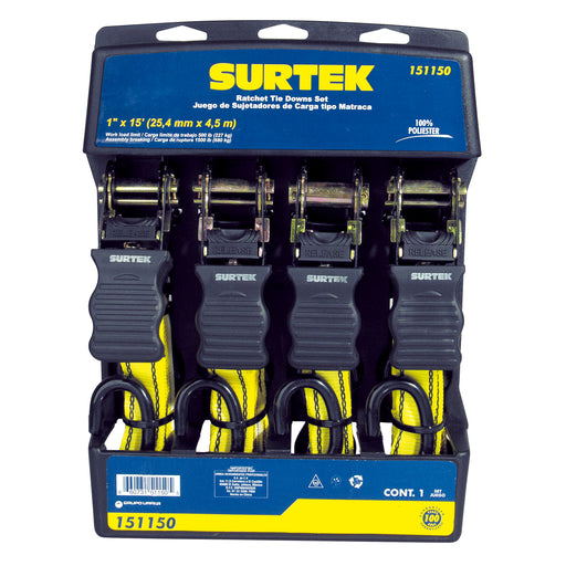 sujetador surtek 151150 jgo 4 pza 1"x15'  c/matraca - SIGASA