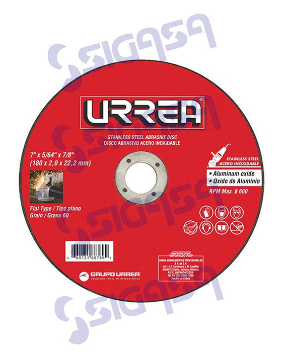 DISCO URREA AMSS04A PLANO 4-1/2x1/16 ACERO INOX - SIGASA