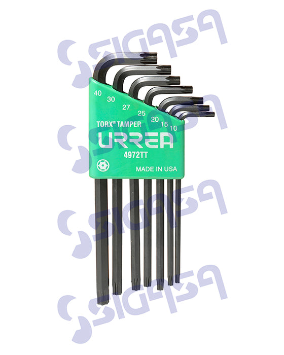 JGO URREA 4972TT (SP1) LLAVES TORX 7 PZA TAMPER T10 a T40