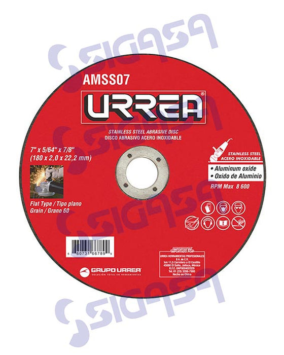 DISCO URREA AMSS07 PLANO 7" ACERO INOX