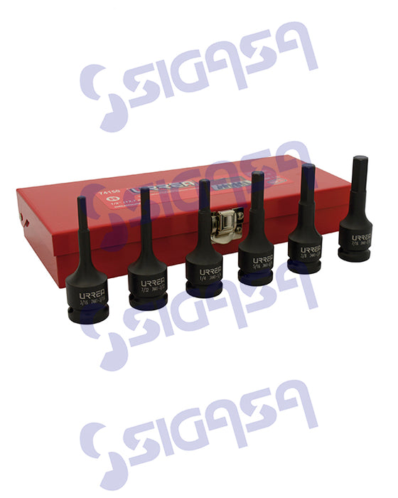 JGO URREA 74150 C/6 DADOS IMPACTO HEX STD DE 1/2