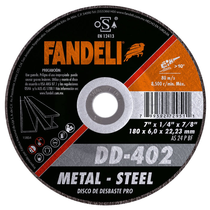 DISCO FANDELI DD-402/72951 DE 7" DESBASTE METAL 180x7.0x22.2mm (2007)