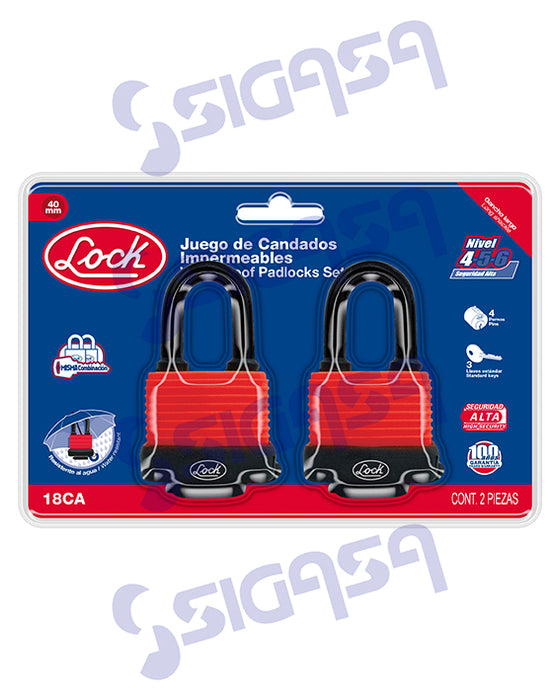 CANDADO LOCK 18CA LAMINADO IMPERMEABLE GEMELOS CORTO 40mm