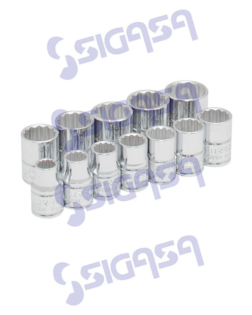 jgo urrea 52216 dados c/12 pza dados 12p 3/8 mm - SIGASA