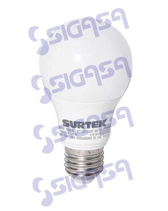 foco surtek 153091 led a19/6w100-240v/500 lum/ldd - SIGASA