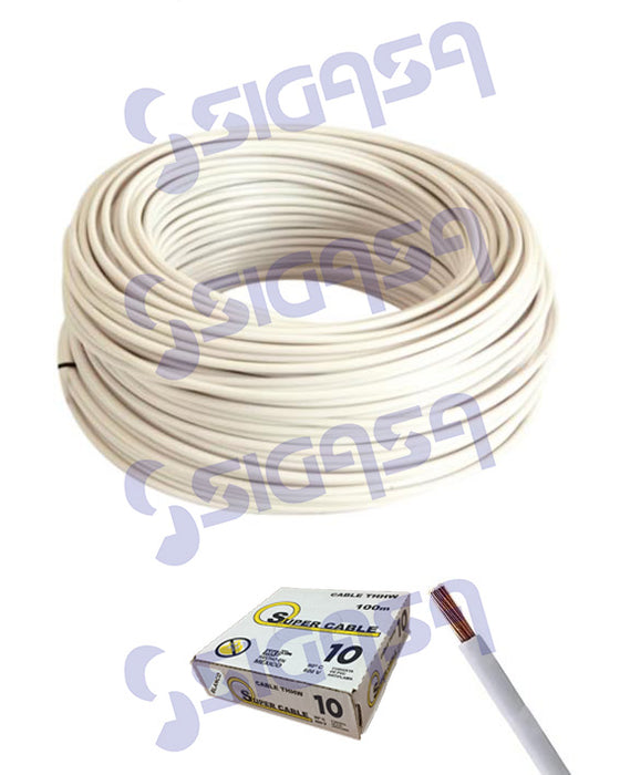 CABLE SUPERCABLE THHN # 10 BLANCO (ROLLO 100 MTS)